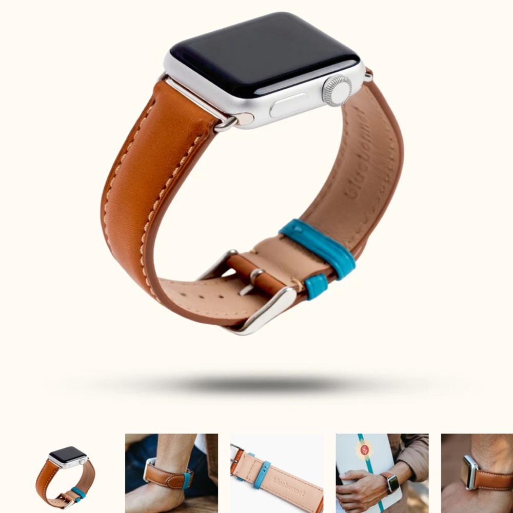 The Executive French Leather Apple Watch Band - Saddle Tan